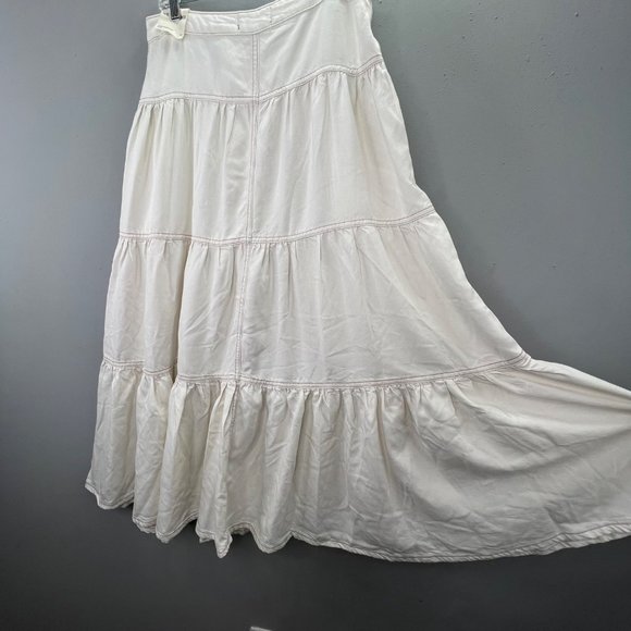 Free People We the Free Dreamweaver Maxi Skirt size M Beige Ivory Tiered Buttons - Picture 5 of 9